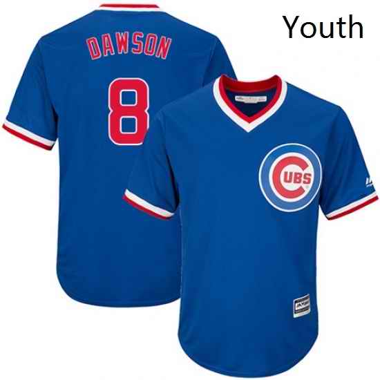 Youth Majestic Chicago Cubs 8 Andre Dawson Replica Royal Blue Cooperstown Cool Base MLB Jersey